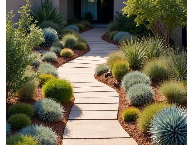 Drought-tolerant native plant design, showcasing water-wise gardening