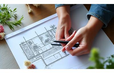 Sketched landscape design plan with native elements